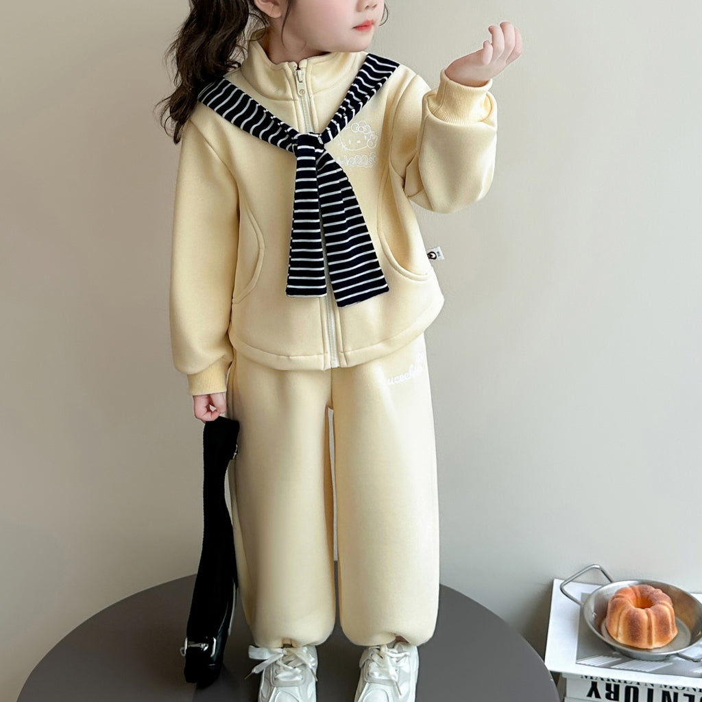 Modern Chic All-Season Casual Sporty Autumn 2-Piece Girls' Pants Suit, Ages 2-9 | Color: Yellow | Image 3