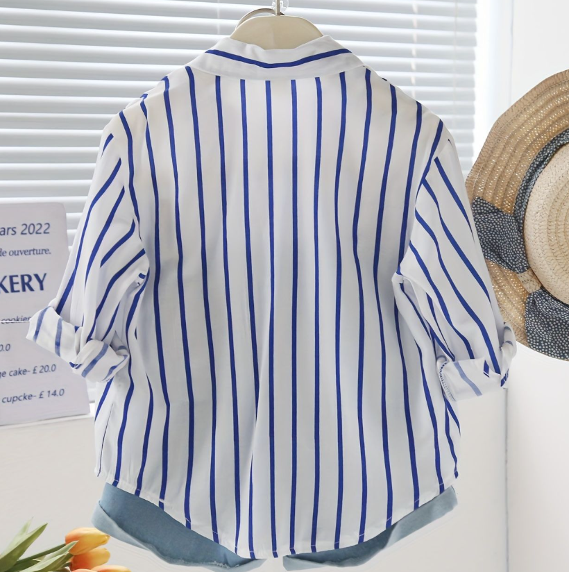 Casual Sporty Summer 3-Piece Girls' Pants Suit, Ages 2-9 | Color: Blue | Image 3