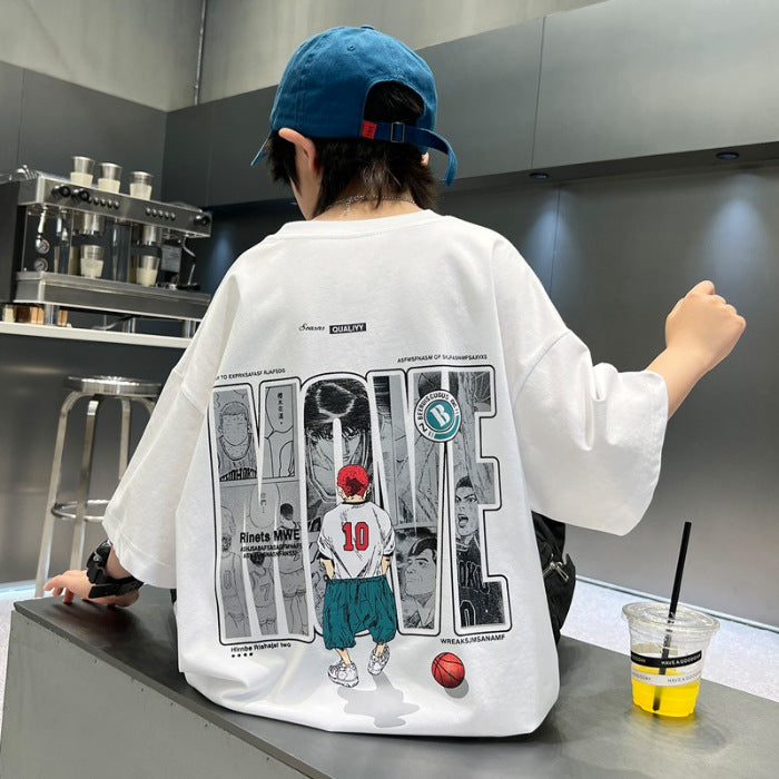 Casual Sporty Summer Boys' T-Shirt, Ages 2-14 | Color: White | Image 1