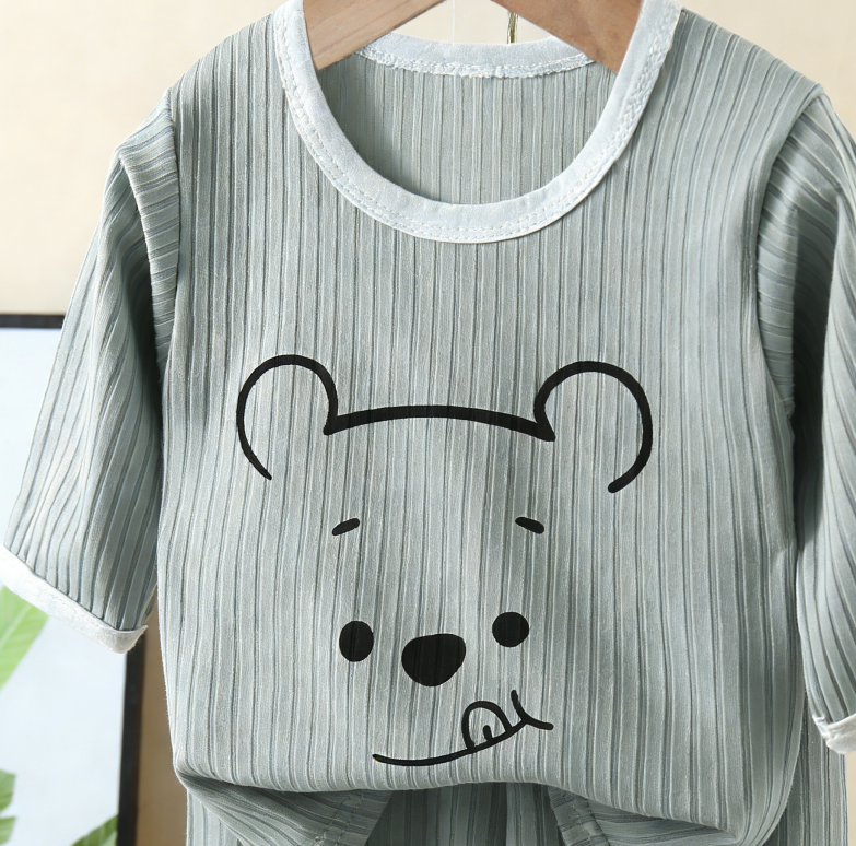 Minimalist Summer 2-Piece Unisex Kids' Pajama Set, Ages 2-9 | Color: Green | Image 3