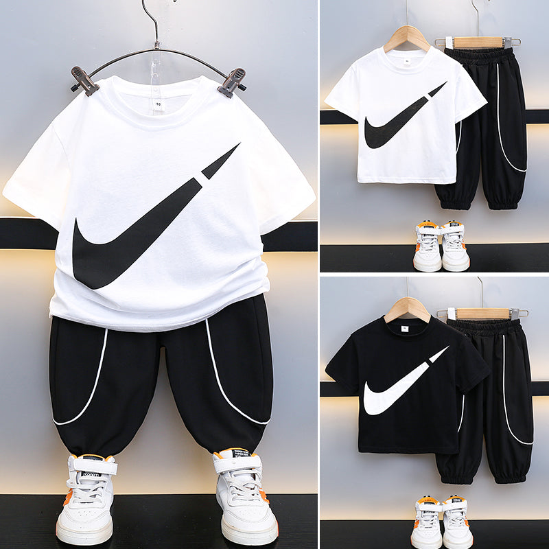 Modern Chic All-Season Minimalist Summer 2-Piece Boys' Pants Suit, Ages 2-9 | Color: White | Image 1