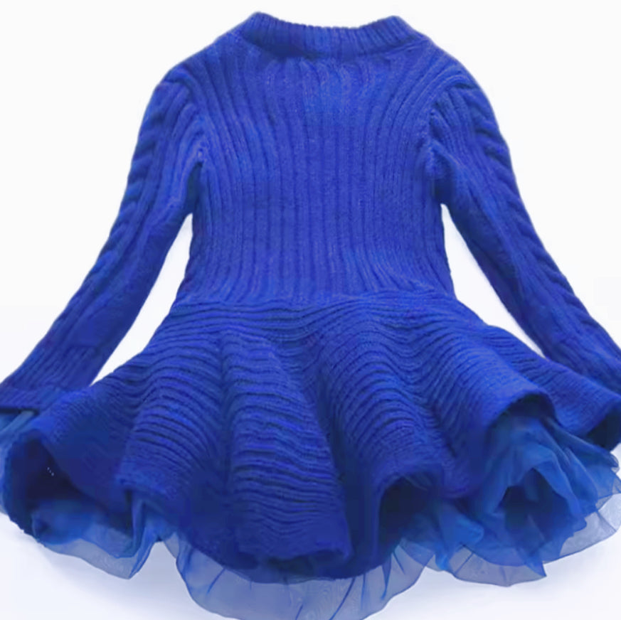 Elegant Winter Girls' Sweater, Ages 2-9 | Color: Navy | Image 3