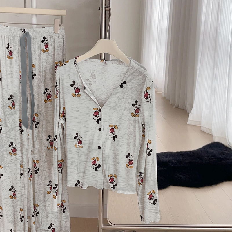 Modern Chic Elegant All-Season 2 Pcs Women 's Long Sleeve Sleep Set | Color: Style 1 | Image 3