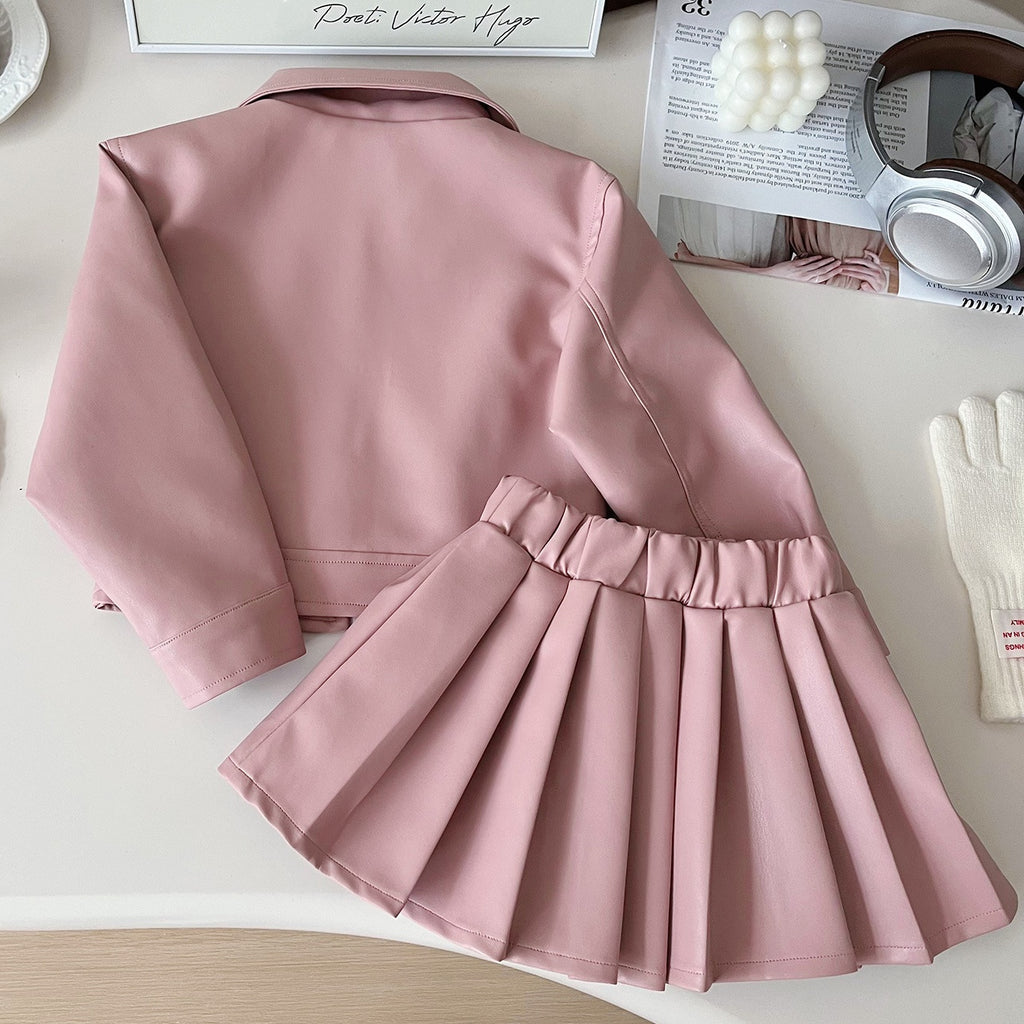 Modern Chic All-Season Trendy Autumn 2-Piece Girls' Dress Suit, Ages 2-9 | Color: Pink | Image 3