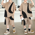 Casual Sporty Summer 2-Piece Boys' Pants Suit, Ages 4-14 | Color: Coffee | Image 1