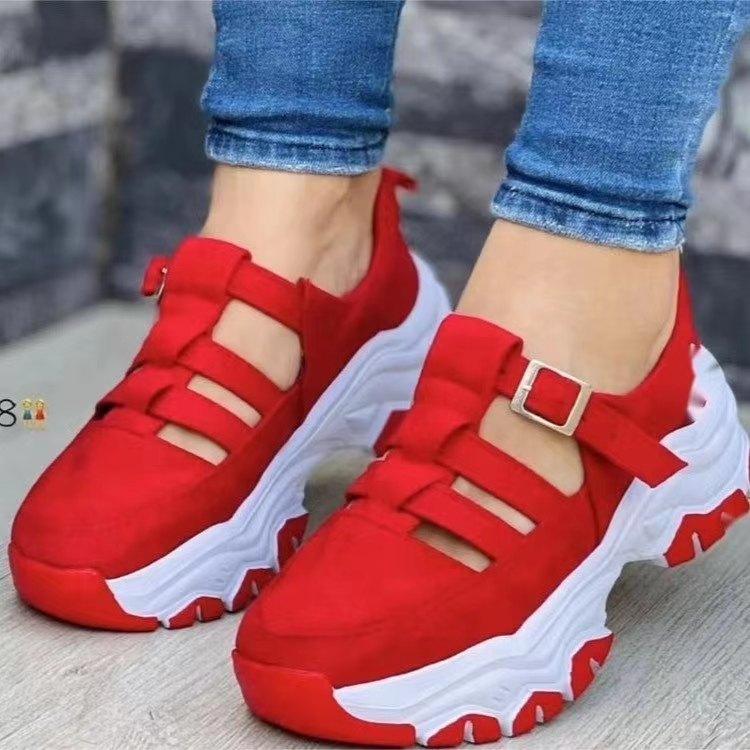 Modern Chic All-Season Velvet/Corduroy Women's Casual Shoes | Color: Red | Image 1