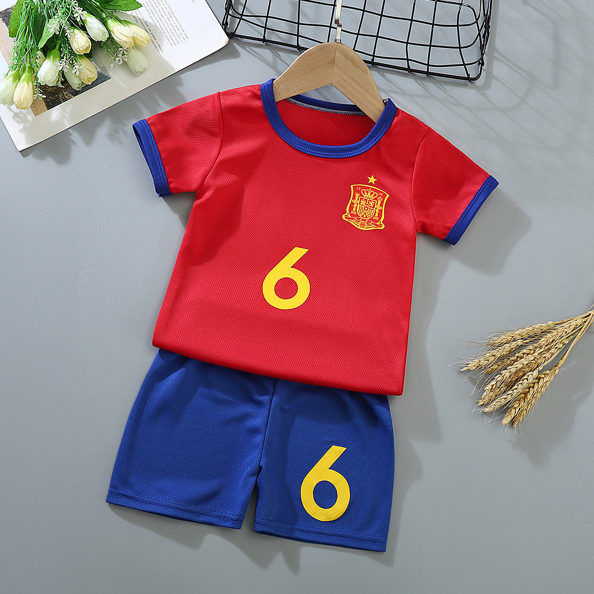 Minimalist Summer 2-Piece Boys' Pants Suit, Ages 2-9 | Color: Red | Image 1