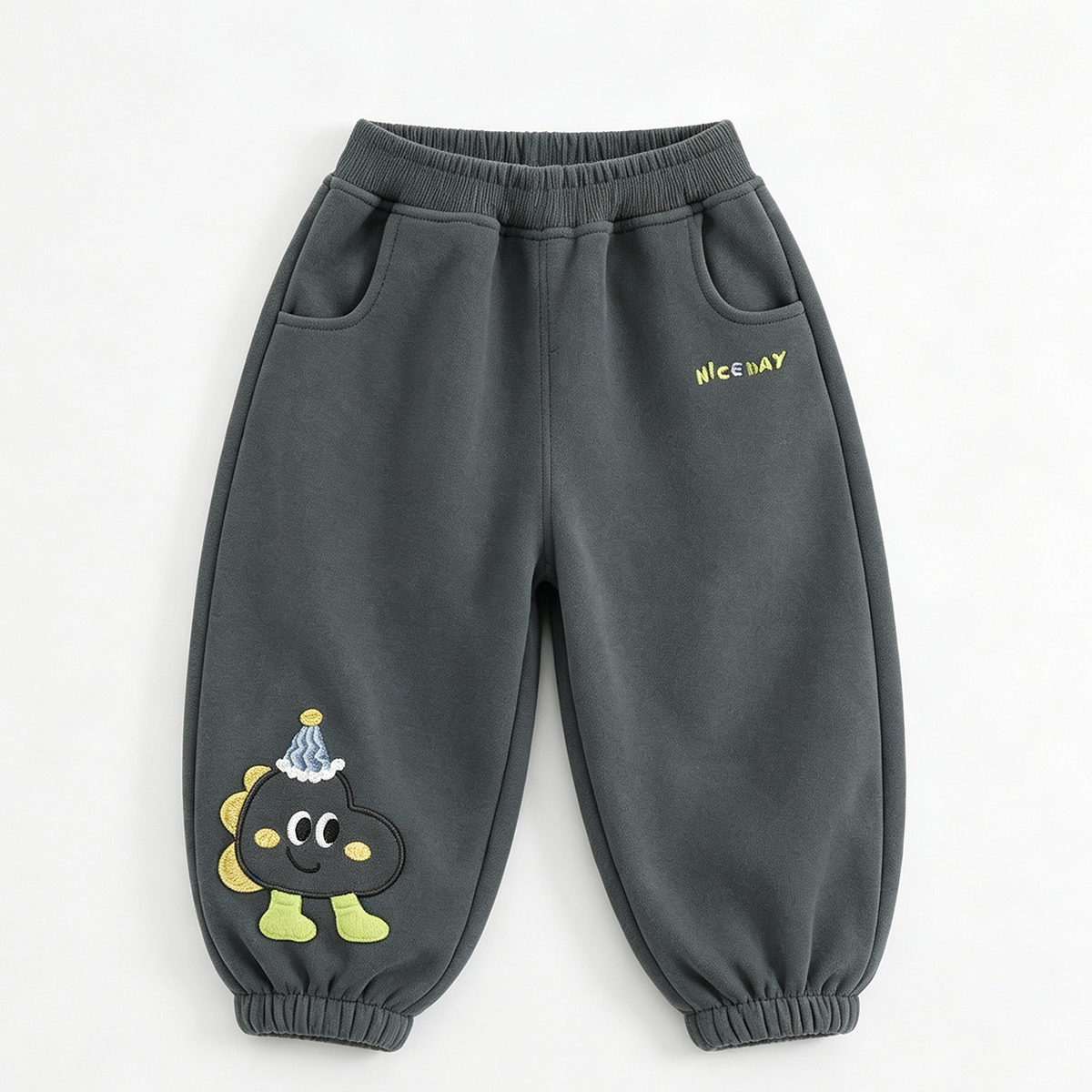 Minimalist Autumn Unisex Kids' Casual Pants, Ages 2-7 | Color: Dark Grey | Image 3