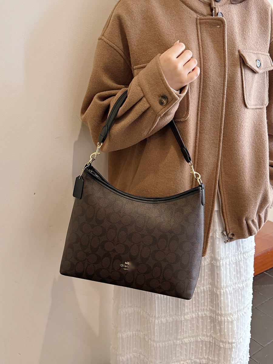 Modern Chic All-Season PU/Artificial Leather/Microfiber Leather, Cloth / Textile Women's Shoulder Bags Tote Bags | Color: Coffee | Image 2