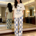 Sweet Feminine Summer 2 Pcs Women 's Short  Sleeve Sleep Set | Color: Style 1 | Image 1