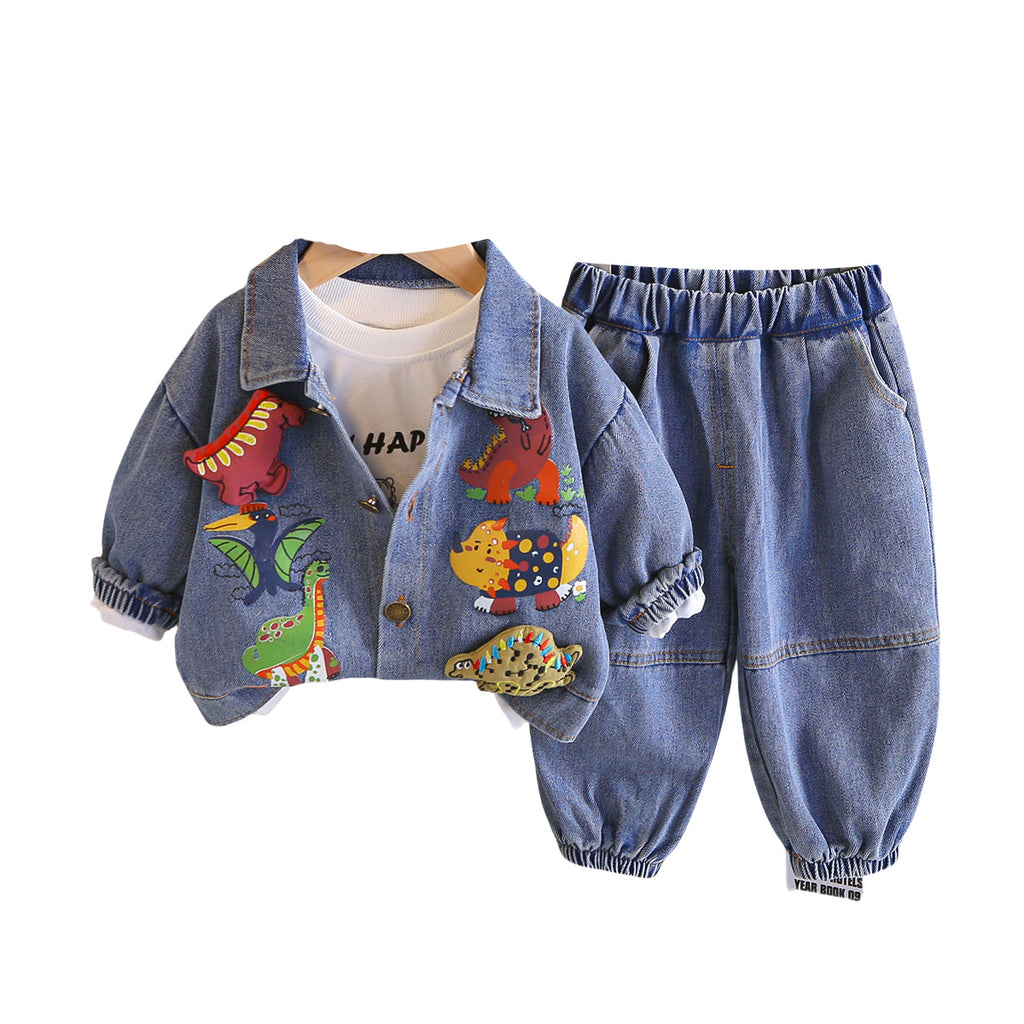 Casual Sporty Autumn 3-Piece Boys' Pants Suit, Ages 2-5 | Color: Blue | Image 2