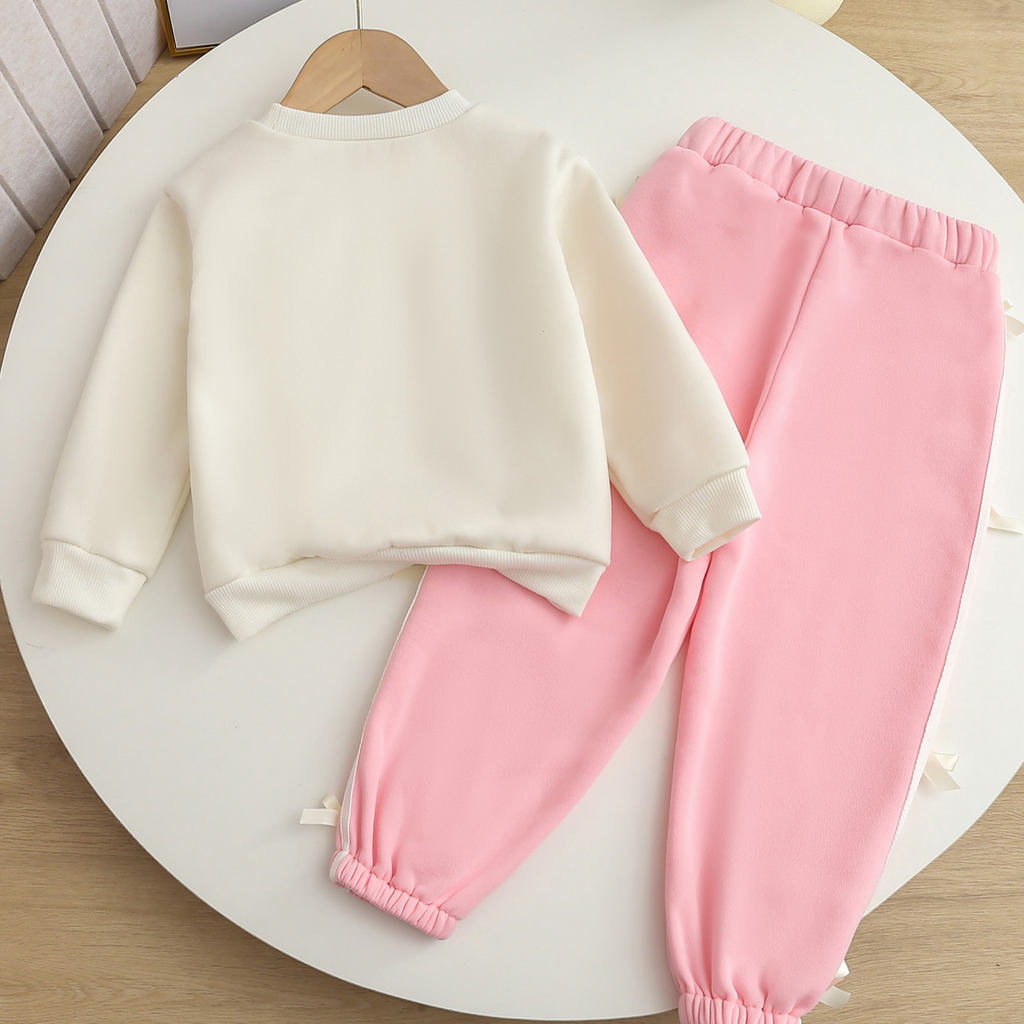 Sweet & Cute Autumn 2-Piece Girls' Pants Suit, Ages 2-9 | Color: White | Image 2