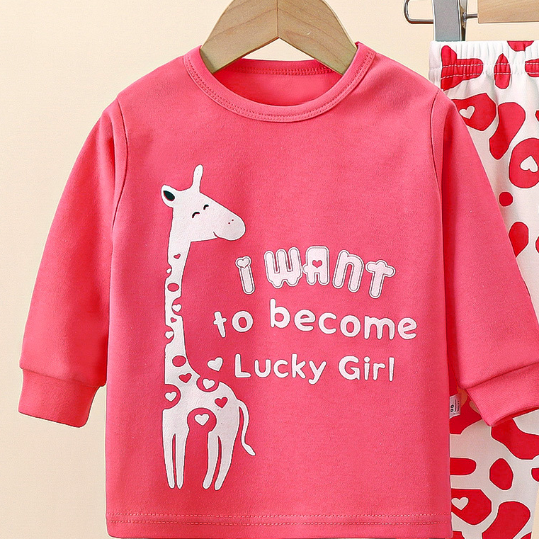 Minimalist Autumn 2-Piece Girls' Pajama Set, Ages 2-9 | Color: Style 3 | Image 3