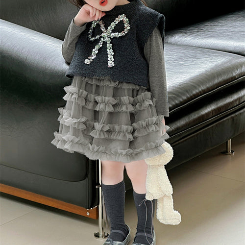 Sweet & Cute Winter 2-Piece Girls' Dress Suit, Ages 2-9 | Color: Grey | Image 2