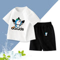 Modern Chic All-Season Minimalist Summer 2-Piece Unisex Kids' Pants Suit, Ages 2-7 | Color: White | Image 1
