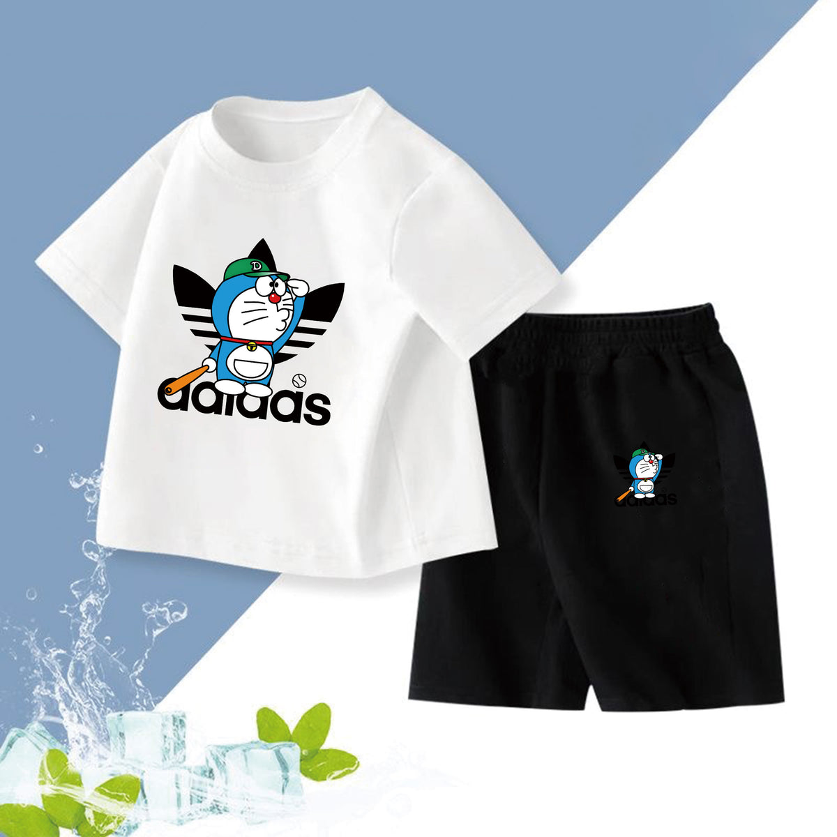 Modern Chic All-Season Minimalist Summer 2-Piece Unisex Kids' Pants Suit, Ages 2-7 | Color: White | Image 1