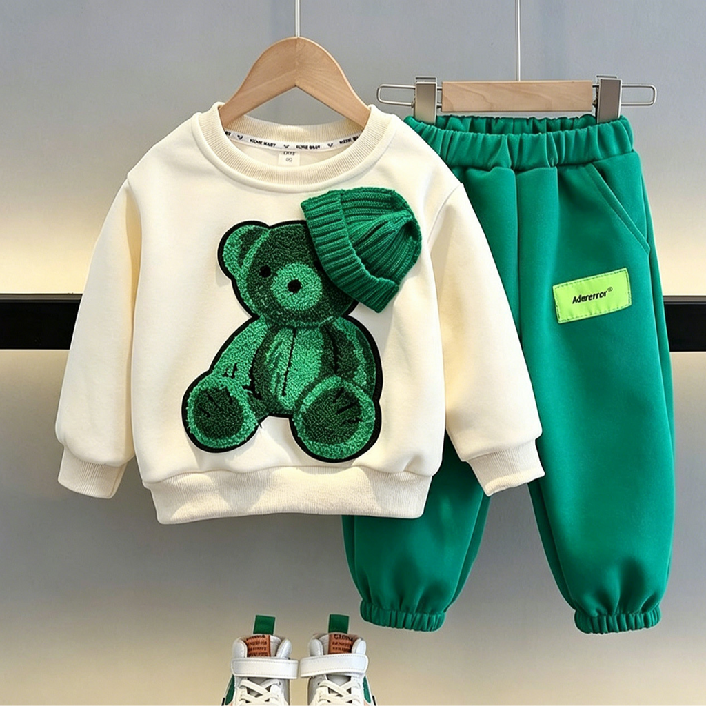 Modern Chic All-Season Casual Sporty Autumn 2-Piece Unisex Kids' Pants Suit, Ages 2-9 | Color: Beige | Image 1