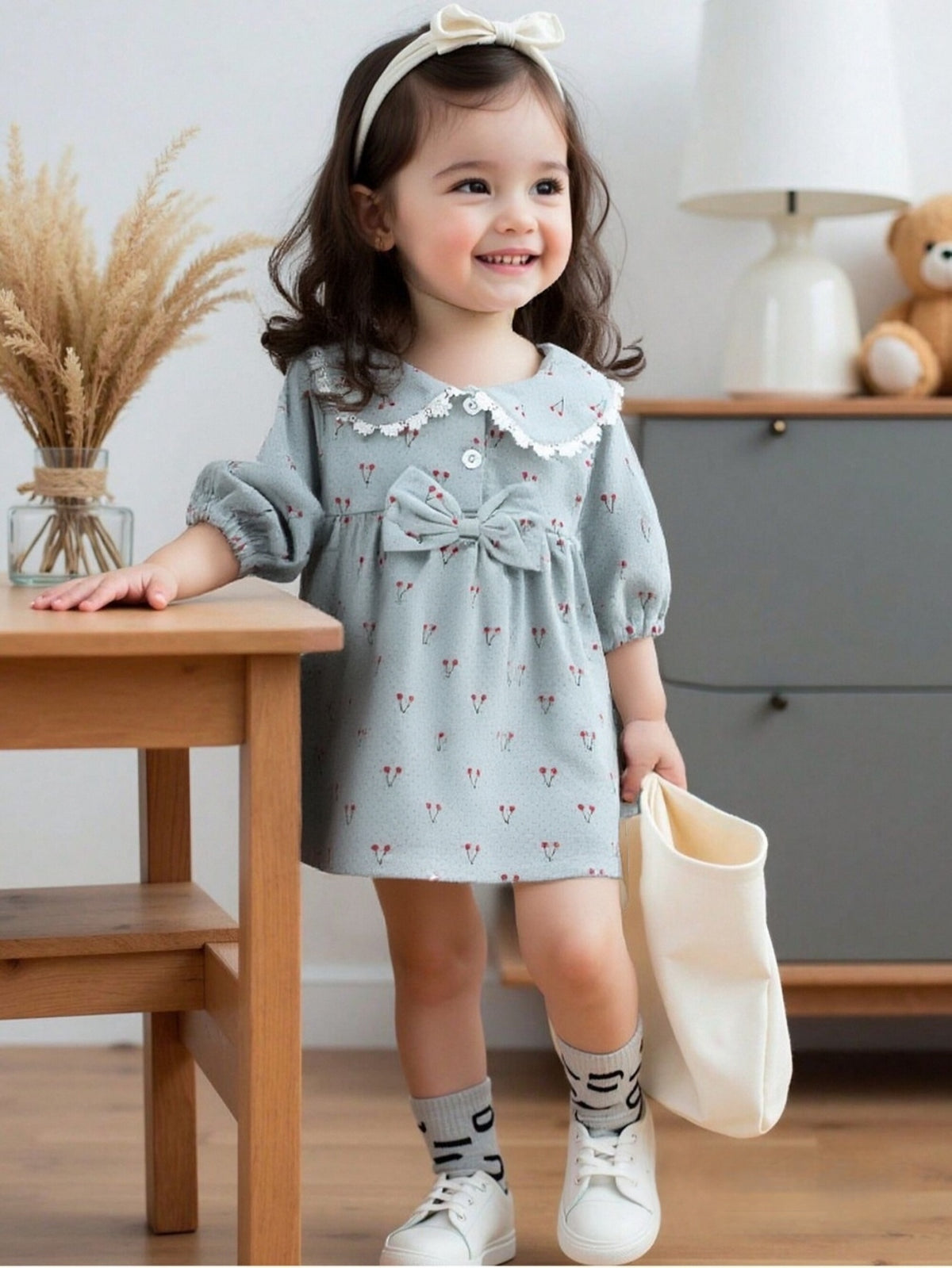 Sweet & Cute Autumn Baby Girls' Dress, Ages 1-24 Months | Color: Green | Image 1