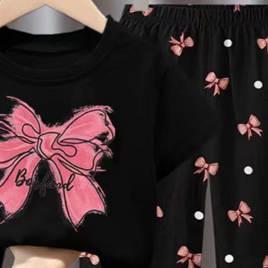 Minimalist Summer 2-Piece Unisex Kids' Pants Suit, Ages 2-7 | Color: Black | Image 2