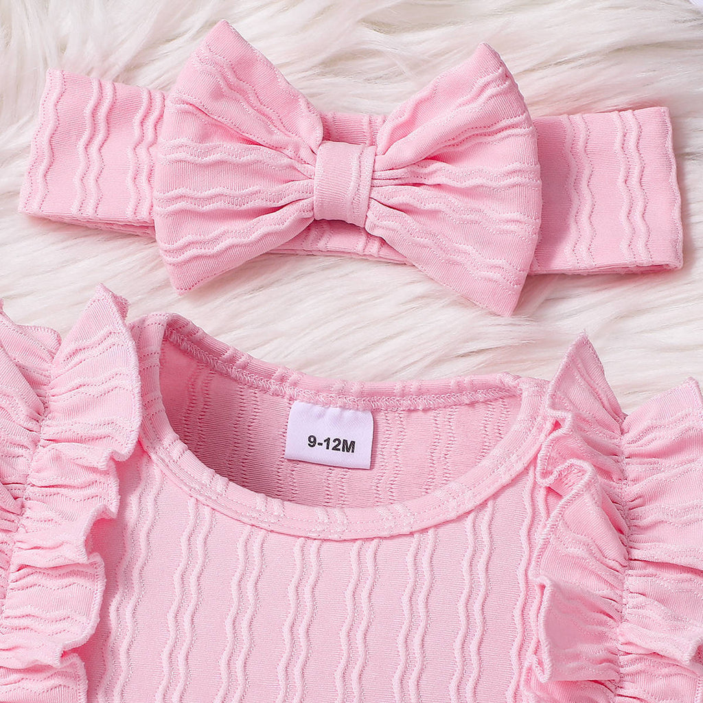 Sweet & Cute Autumn 3-Piece Baby Girls' Pants Suit, Ages 0-6 Months | Color: Pink | Image 2