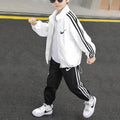 Modern Chic All-Season Casual Sporty Spring 2-Piece Boys' Pants Suit, Ages 4-14 | Color: White | Image 1