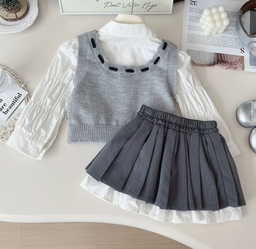 Preppy Winter 3-Piece Girls' Dress Suit, Ages 2-7 | Color: As the Picture | Image 3