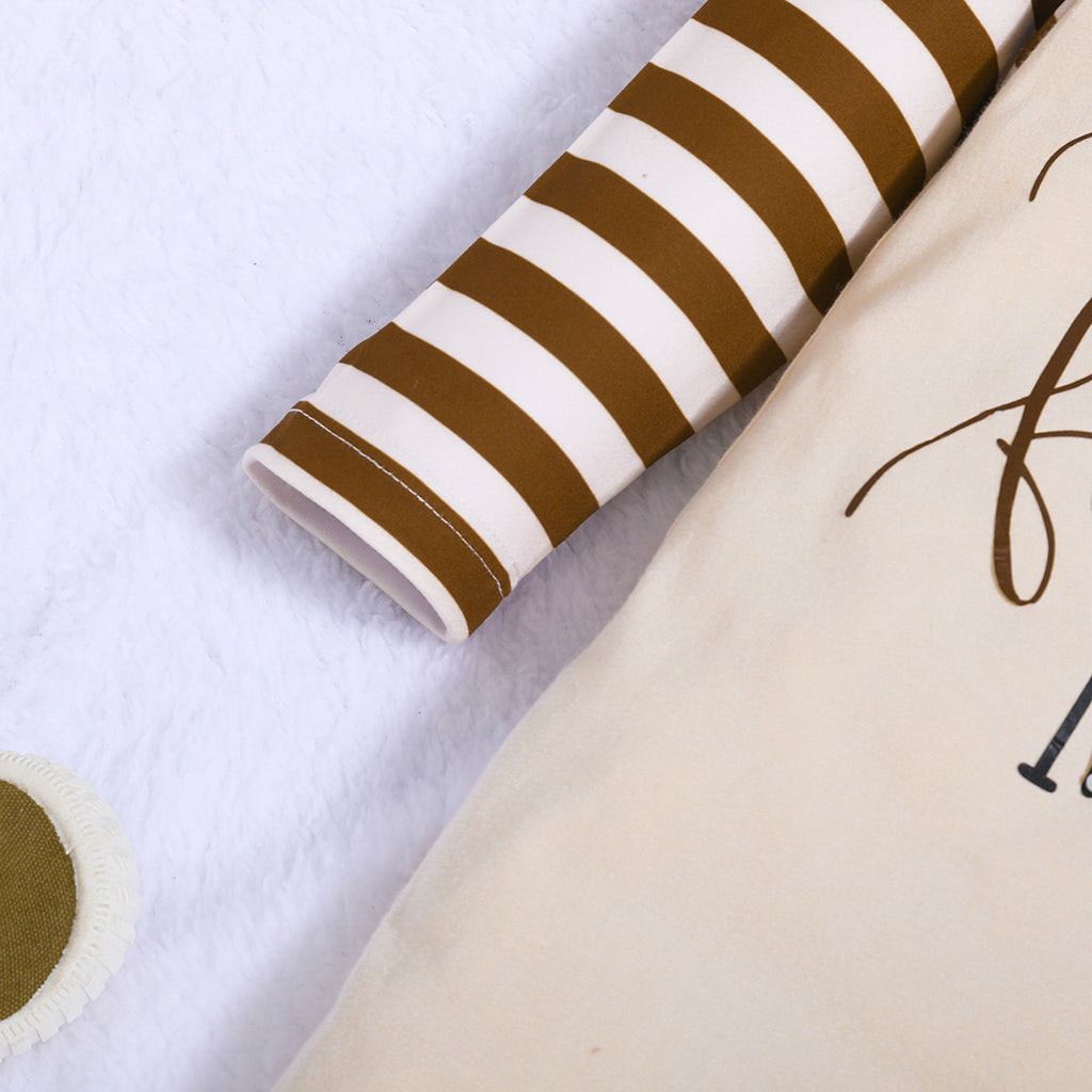 Minimalist Autumn Unisex Baby Jumpsuit, Ages 0-6 Months | Color: Apricot | Image 3