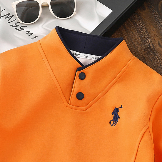 Modern Chic All-Season Casual Sporty Autumn Unisex Kids' Sweatshirt, Ages 2-13 | Color: Orange | Image 3