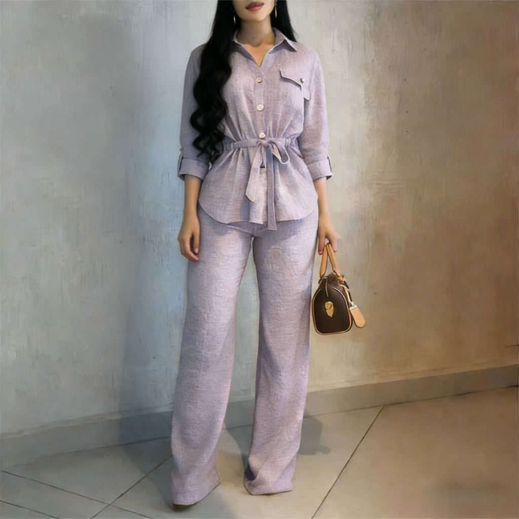 Minimalist Summer Shirt Set | Color: Purple | Image 1