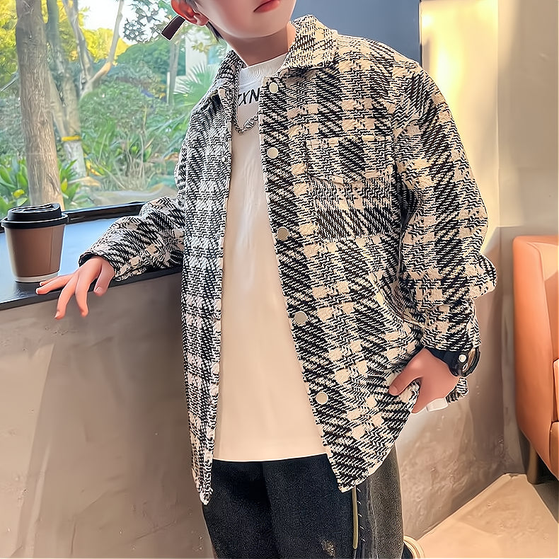 Modern Chic All-Season Casual Sporty Autumn Boys' Jacket, Ages 4-11 | Color: Black | Image 2