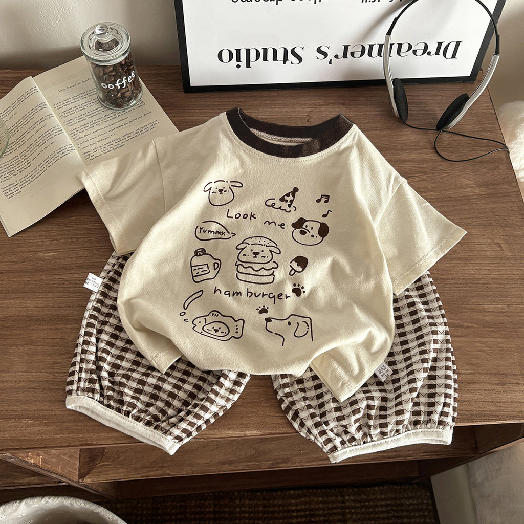 Minimalist Summer 2-Piece Unisex Kids' Pants Suit, Ages 2-7 | Color: Style 1 | Image 1