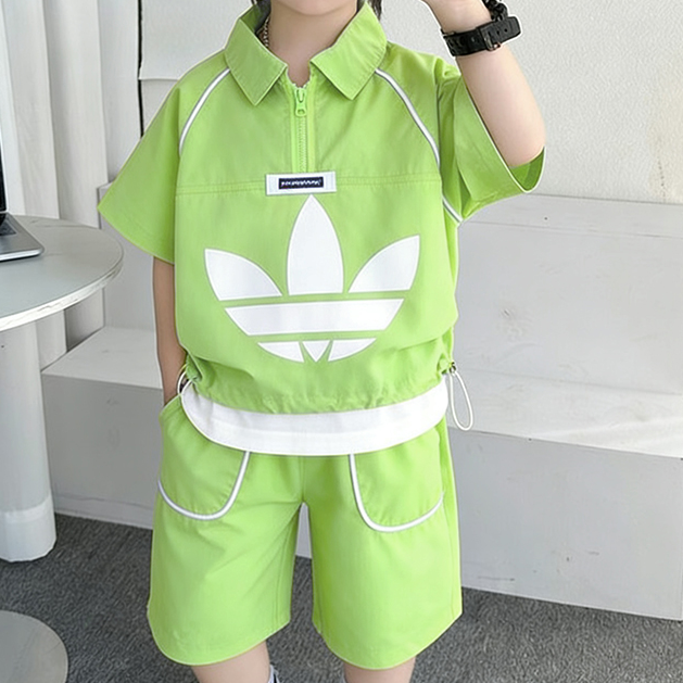 Modern Chic All-Season Casual Sporty Summer 2-Piece Boys' Pants Suit, Ages 2-11 | Color: Green | Image 2