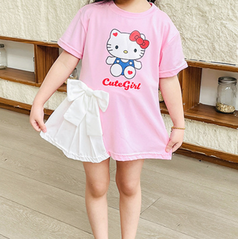 All-Season Sweet & Cute Summer Girls' Tee Dress, Ages 2-9 | Color: Pink | Image 2
