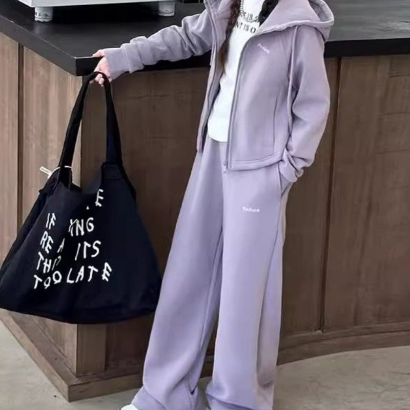 Casual Sporty Autumn 2-Piece Girls' Pants Suit, Ages 4-11 | Color: As the Picture | Image 1
