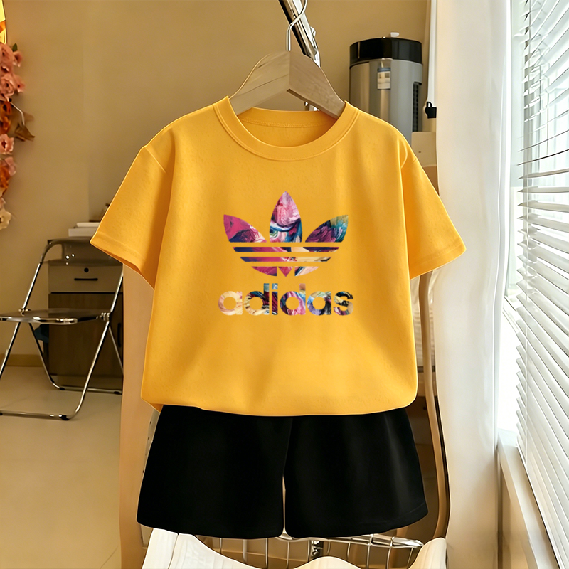 Modern Chic All-Season Casual Sporty Summer 2-Piece Unisex Kids' Pants Suit, Ages 2-9 | Color: Yellow | Image 1
