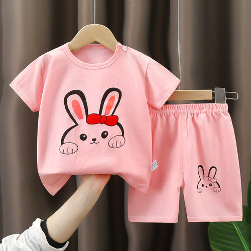 Minimalist Summer 2-Piece Unisex Baby Pajama Set, Ages 6-24 Months | Color: Style 1 | Image 1