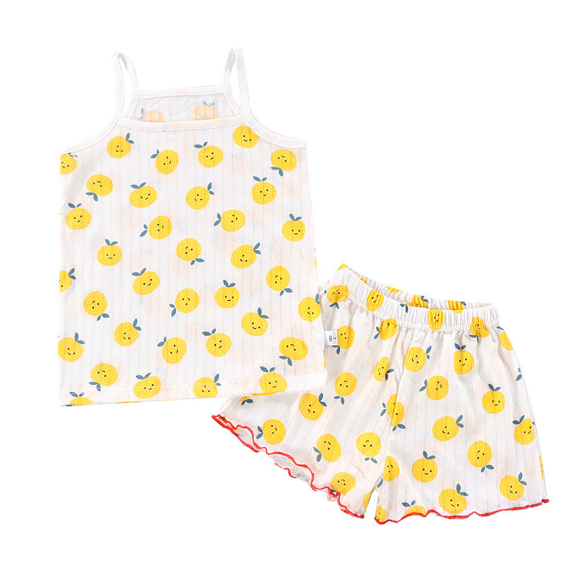 Minimalist Summer 2-Piece Girls' Pajama Set, Ages 2-7 | Color: Yellow | Image 2