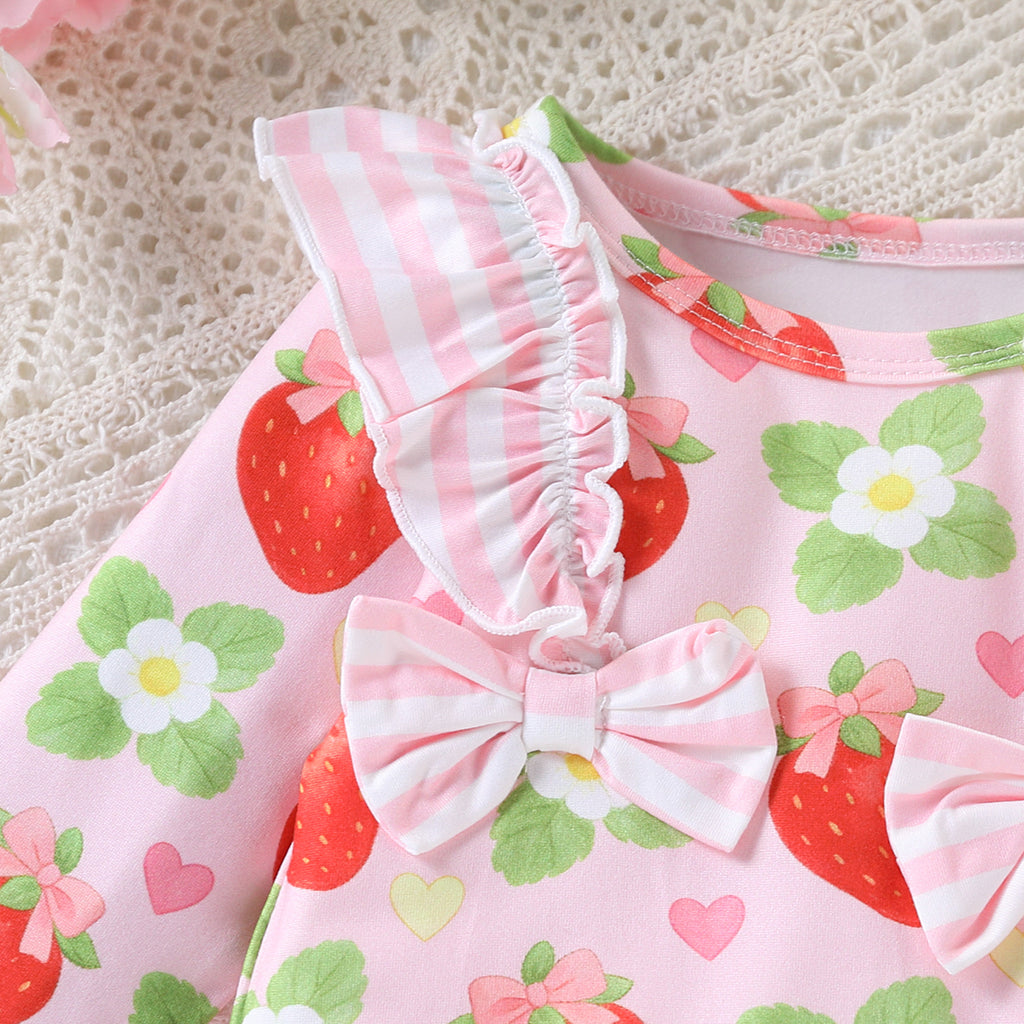 Sweet & Cute Autumn Baby Girls' Jumpsuit, Ages 0-6 Months | Color: Deep Pink | Image 2