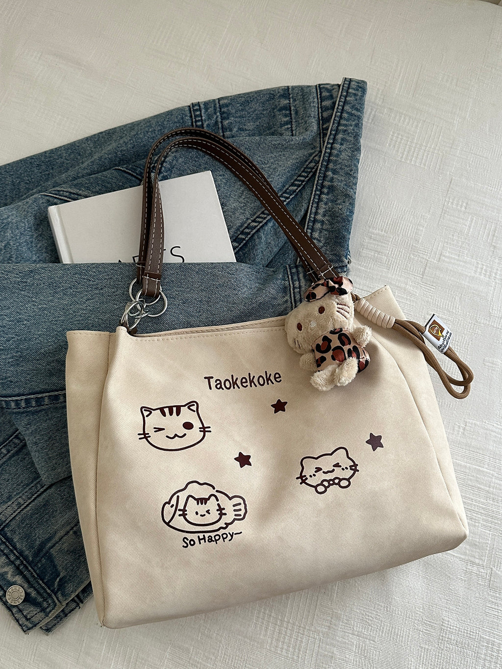 Modern Chic All-Season Denim/Canvas Women's Shoulder Bags Tote Bags | Color: White | Image 1