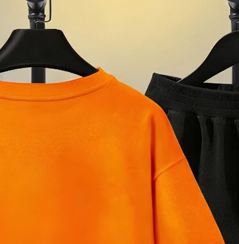 Minimalist Summer Unisex Kids' T-Shirt, Ages 3-14 | Color: Orange | Image 2