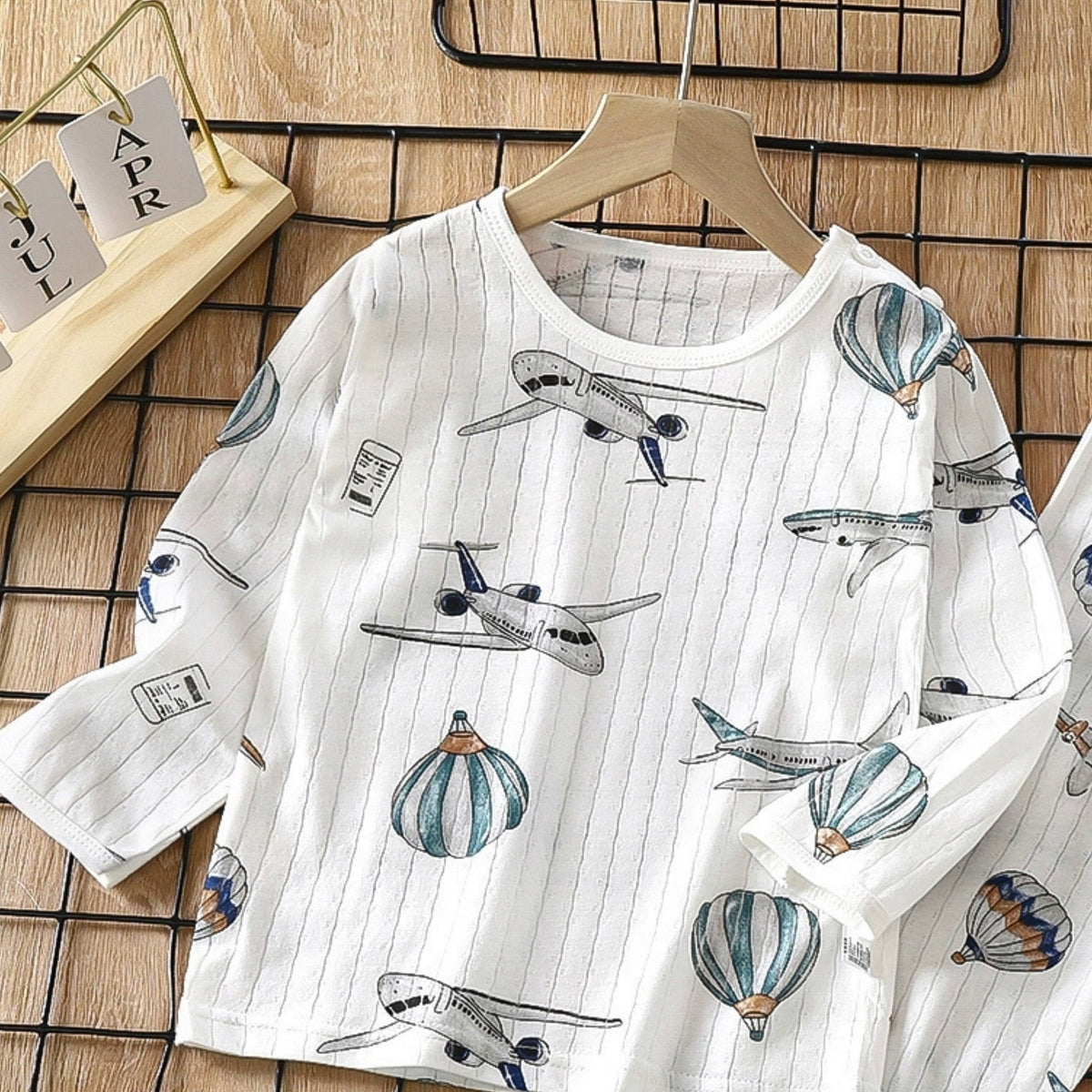 Casual Sporty Summer 2-Piece Unisex Kids' Pajama Set, Ages 2-13 | Color: Style 1 | Image 3