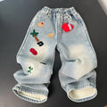 Modern Chic All-Season Casual Sporty Autumn Girls' Jeans, Ages 4-14 | Color: Blue | Image 1
