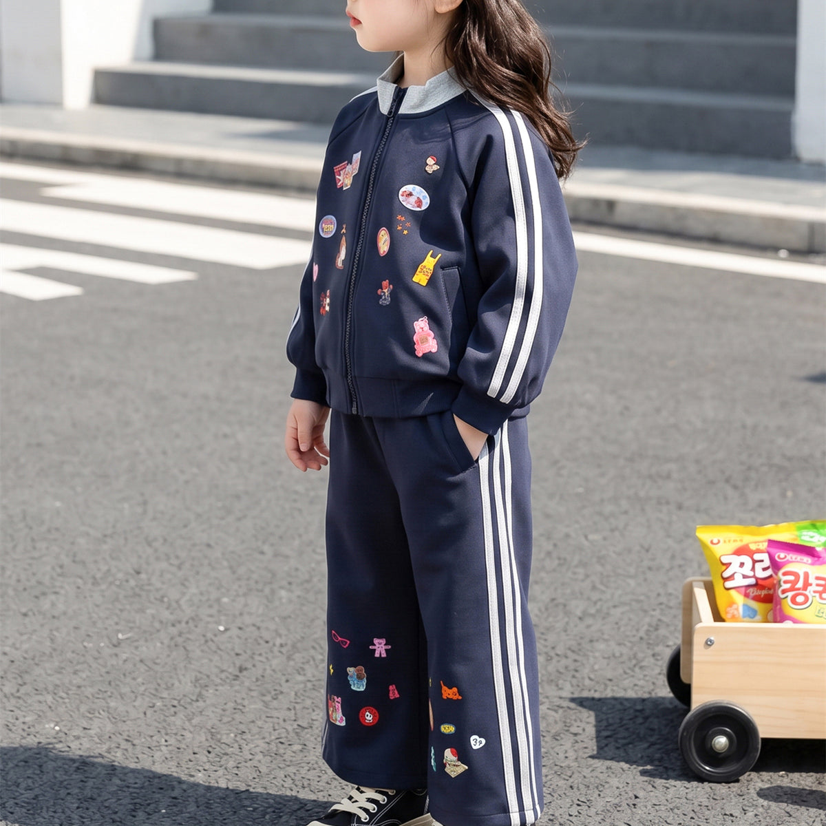 Modern Chic All-Season Casual Sporty Autumn 2-Piece Girls' Pants Suit, Ages 2-9 | Color: As the Picture | Image 3