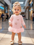 Sweet & Cute Autumn Girls' Dress, Ages 9 Months-3 Years | Color: Pink | Image 1
