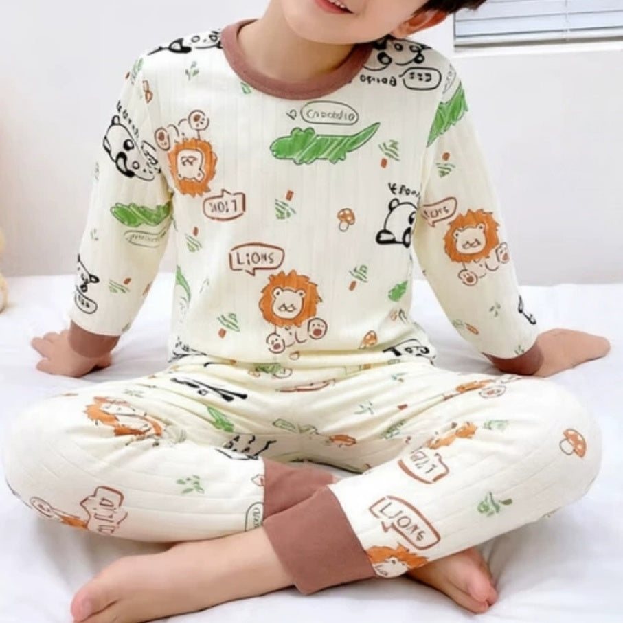 Casual Sporty Spring 2-Piece Unisex Kids' Pajama Set, Ages 2-9 | Color: Style 4 | Image 1