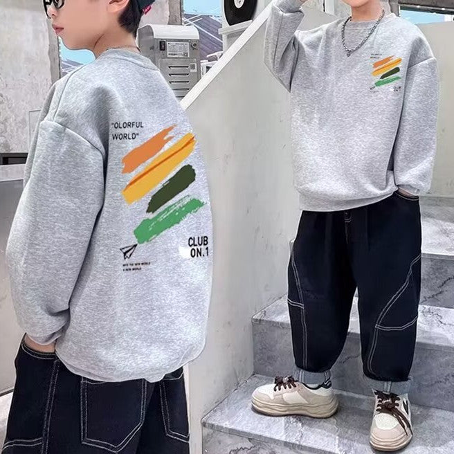 Minimalist Spring Boys' Sweatshirt, Ages 2-13 | Color: Grey | Image 1