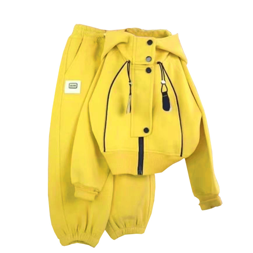Modern Chic All-Season Minimalist Spring Boys' Pants Suit, Ages 4-14 | Color: Yellow | Image 3