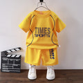 Minimalist Summer 2-Piece Unisex Kids' Pants Suit, Ages 3-11 | Color: Yellow | Image 1