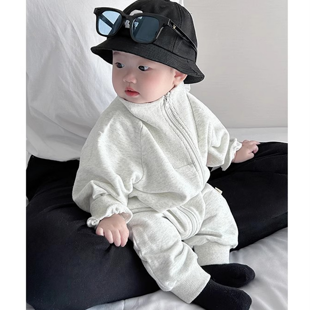 Casual Sporty Autumn Baby Boys' Jumpsuit, Ages 1-24 Months | Color: Light Grey | Image 3
