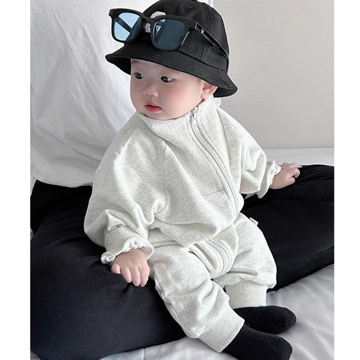 Casual Sporty Autumn Baby Boys' Jumpsuit, Ages 1-24 Months | Color: Light Grey | Image 3